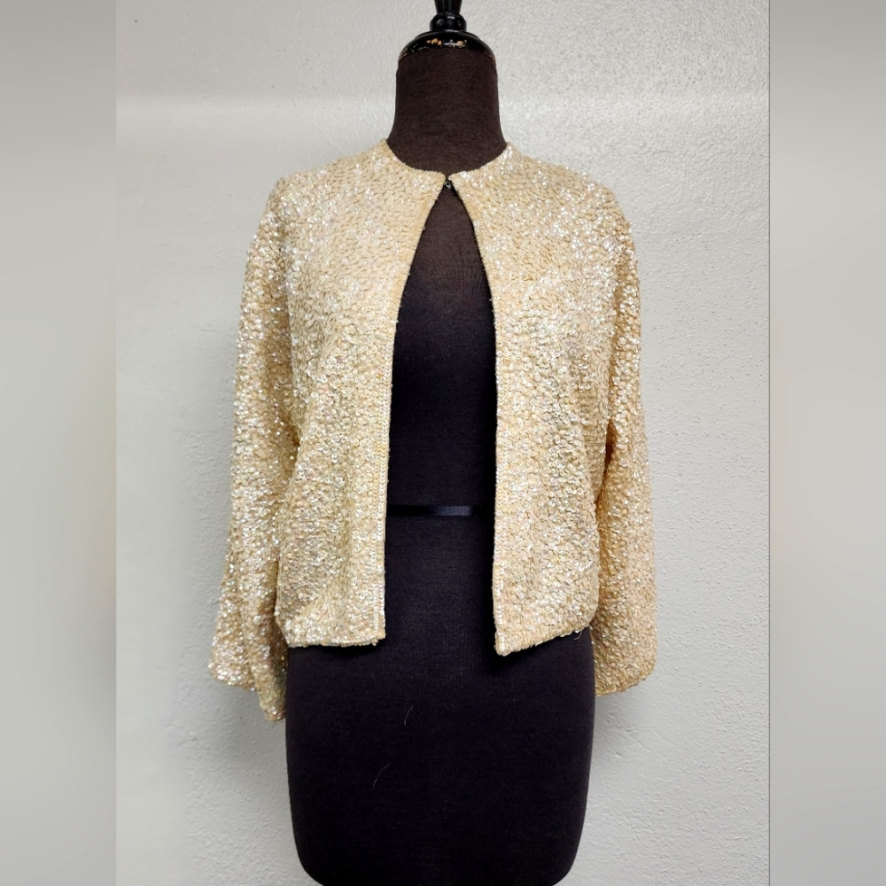 Vintage British Crown colony Hong Kong Sequin Jacket Sz 40